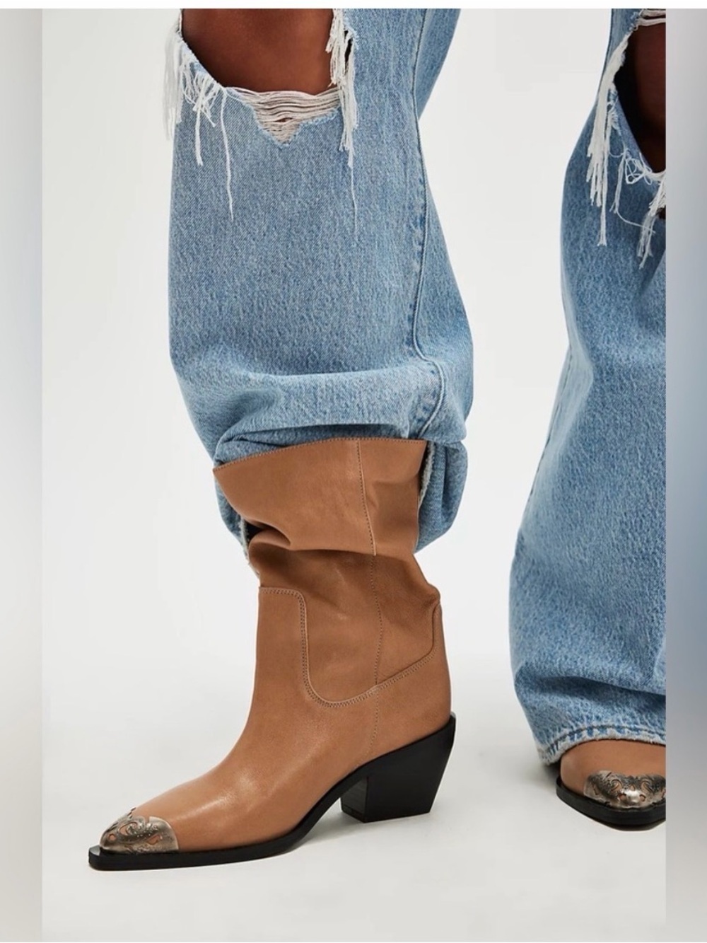 NIB Free People Faster Horses Filigree Western Boot | Camel | Size: 8.5